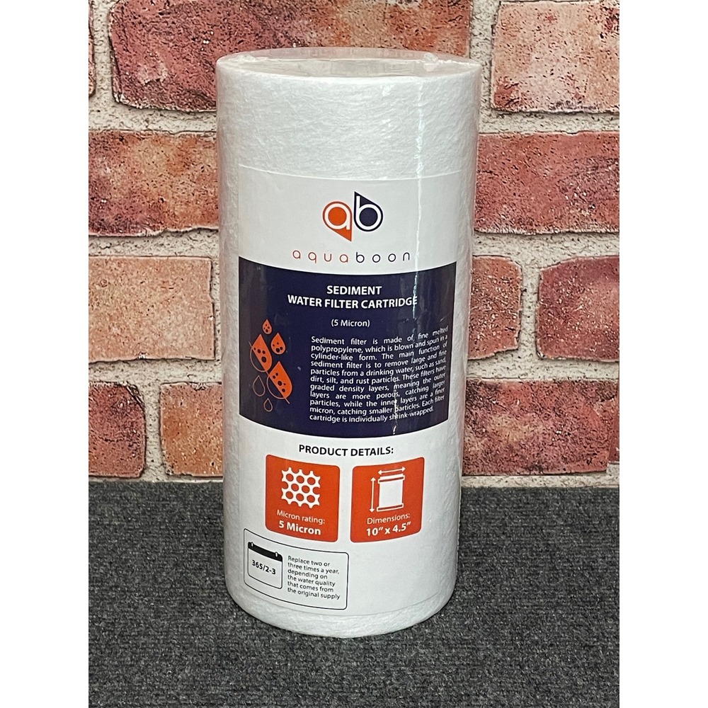 Aquaboon 5 Micron Sediment Water Filter Cartridge 10 x‎ 4.5 Inch Polypropylene
